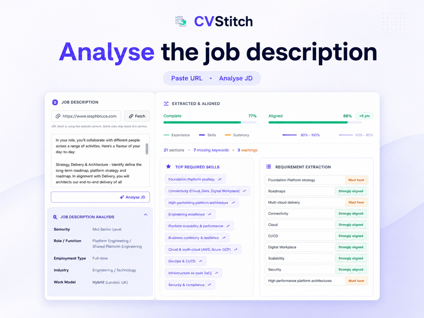 CVStitch by Evidentee | Tailor your CV for every job